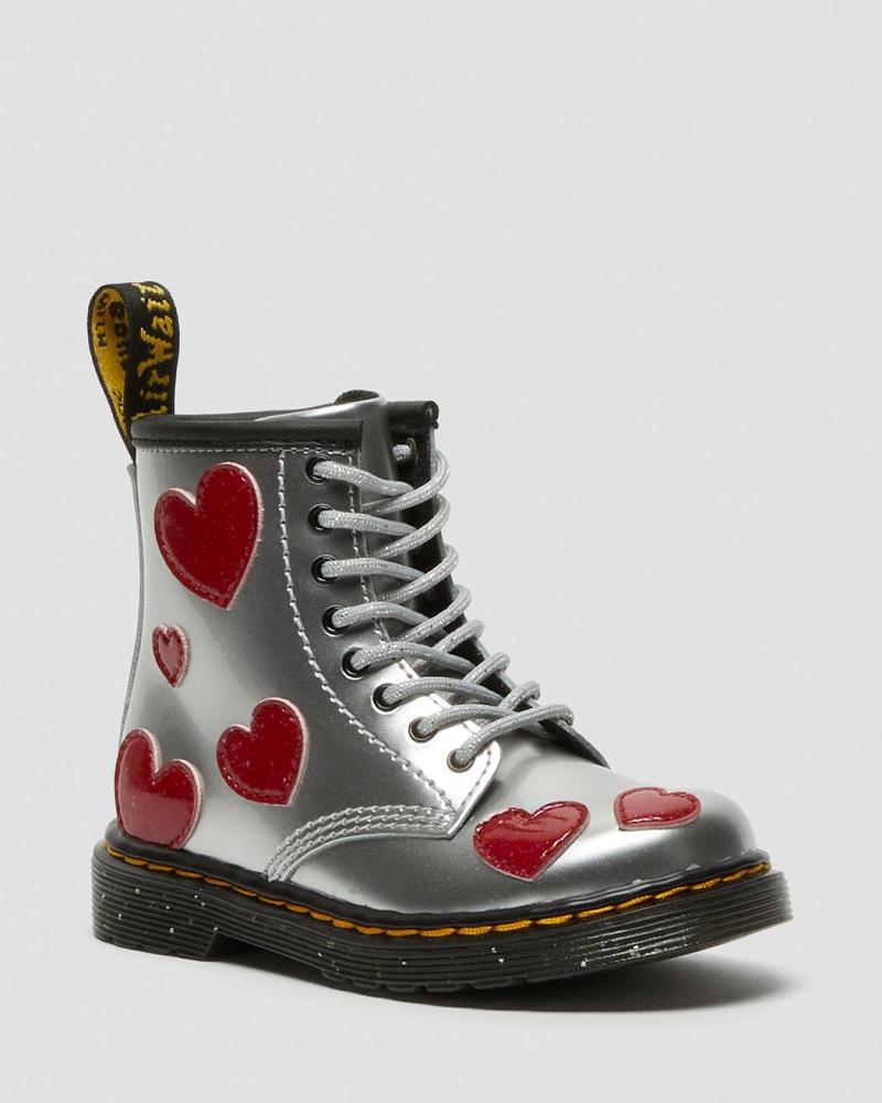 Dr Martens Toddler 1460 Glitter Star Lak Snørestøvler Børn Metal | DK 695ZUT